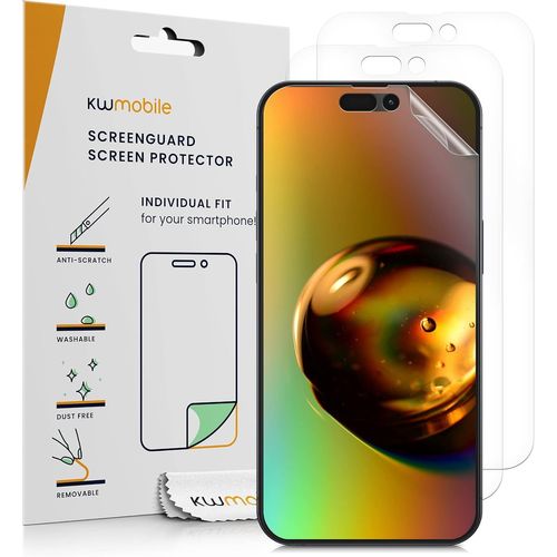 KAL-Film Protection Écran Téléphone Compatible Avec Apple Iphone 14 Pro Max Film Écran -Set 3X Film Transparent En Plastique
