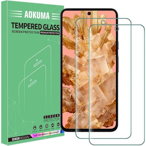 Sjzg-Verre Trempé Compatible Google Pixel 8, [Lot De 2] Protection D'écran Pour Pixel 8 [0.26mm] [Extrêmement Résistant Aux Rayures] [Haute Définition][Facile À Installer]