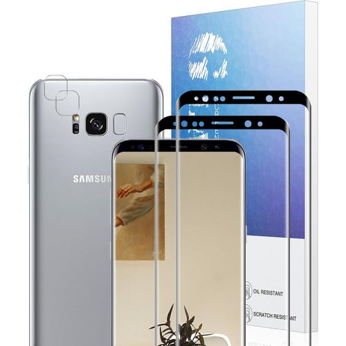 Verre Trempé Pour Samsung Galaxy S8 2+2 Pack Plein Écran Incurvé 3d, Film De Protection D` Écran Anti-Rayures, Écran De Protection Anti-Empreintes Digitales Hd Avancé