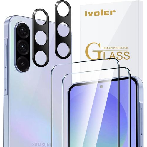 Pack De 2 Film De Protection D¿Écran En Verre Trempé Pour Samsung Galaxy A36 5g, Avec 2 Pièces Caméra Arrière Protecteur, Dureté 9h Glass, Anti Rayures, Sans Bulles