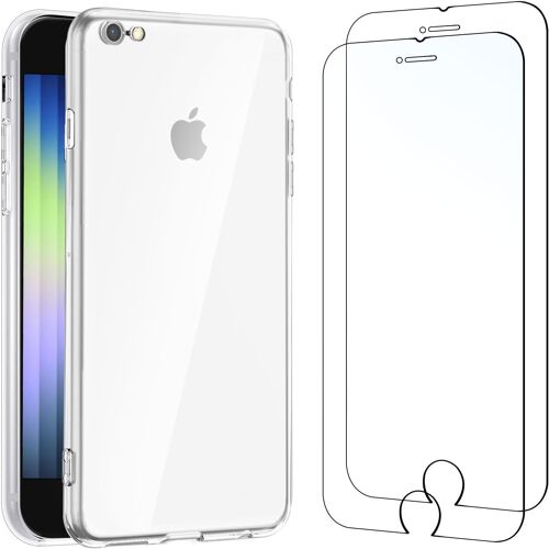 Coque Pour Iphone Se 2020, Iphone Se 2022 Haute Transparente Silicone En Gel Tpu Souple Et 2 × Verre Trempé Film Protection Écran Pour Iphone Se 2020, Iphone Se 2022 - Résistance Aux Rayures