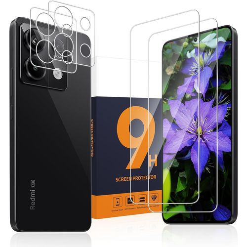 Kal-Verre Trempé Pour Xiaomi Redmi Note 13 Pro 5g, 2.5d Bord Rond Vitre Protection, Bubble Free, Dureté 9h Anti Rayures, Hd Ultra Redmi Note 13 Pro 5g Protection Écran+Caméra Verre(2+2 Pack)