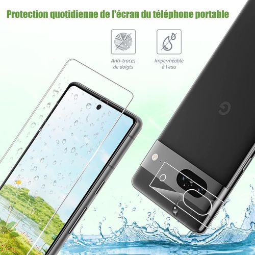 Kalanka-2 Pièces Verre Trempé Pour Google Pixel 7a 5g Avec 2 Pièces Caméra Arrière Protecteur, 2.5d Vitre Protection Compatible Avec Google Pixel 7a, 9h Anti Rayures Pixel 7a 5g Protection Écran