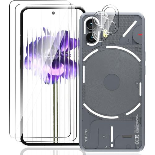 CAUC-Verre Trempé Pour Nothing Phone (2),Protection Décran 2 Pièces et Nothing Phone (2) Caméra Arrière Protecteur 2 Pièces 9H Dureté,sans Bulles Pour Nothing Phone (2) Protection Décran