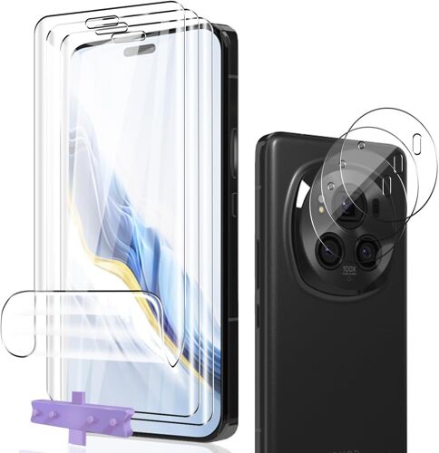 CAUC-Protection Décran Pour Honor Magic 6 Pro Film Flexible TPU 3 Pièces + Caméra Arrière Protecteur 3 Pièces,sans Bulles,Facile à Installer Pour Honor Magic 6 Pro Verre Trempé