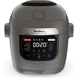 ASFASFq-Multicook & Fry, multicuiseur et air fryer intégré, 12programmes, Cuisson sur 2 niveaux, Départ différé, Capacité 6L, Gris Hippo, MZ730BF0