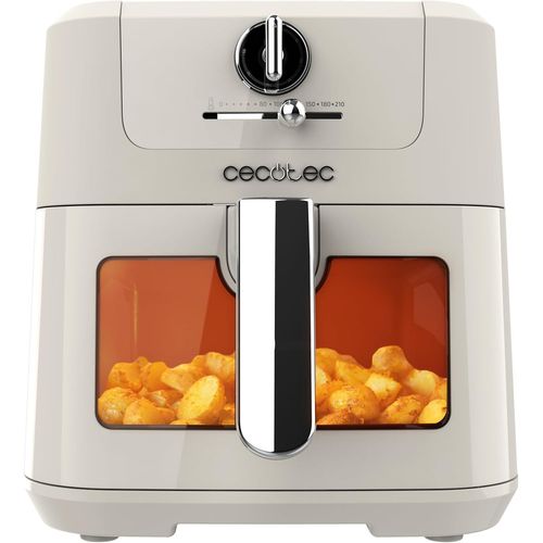 lbgwp60-Friteuse À Air Sans Huile De 5 L Avec Fenêtre Air Fryer Cecofry Antique 5000 Window. 1500 W, Numérique, Zone De Cuisson De 5 L Et Technologie Perfectcook, Design Rétro En Beige
