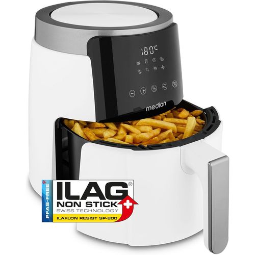 NouvelHorizonstore-Air Fryer P40 L (4,7 L, 1500 W, Friteuse Sans Huile, Facile à Utiliser, Minuterie 60 min, Jusqu'à 200°C, Revêtement Antiadhésif, MD13030) blanc