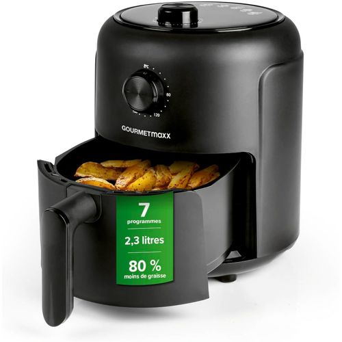SUBZONAL-Air Fryer de 2,3L | Friteuse à air chaud avec minuterie & écran tactile | 8 fonctions & 7 programmes | Frire à économie d'énergie & presque sans huile dans ce mini-four - 1000 W Noir