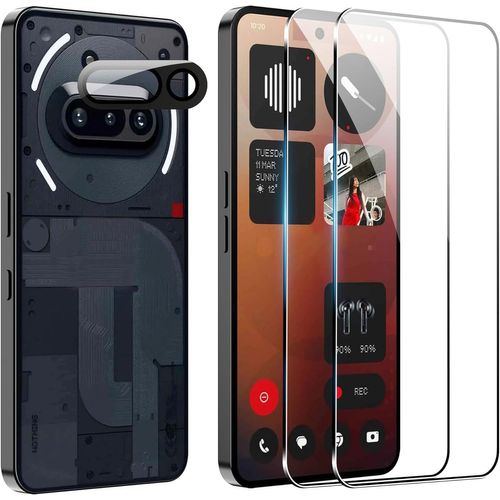 CAUC-2+1 Pièces Film pour Nothing Phone 3a Verre Trempé, Protection de l'appareil Photo et Film de Protection du Verre, Dureté 9H, Protecteur d'écran HD
