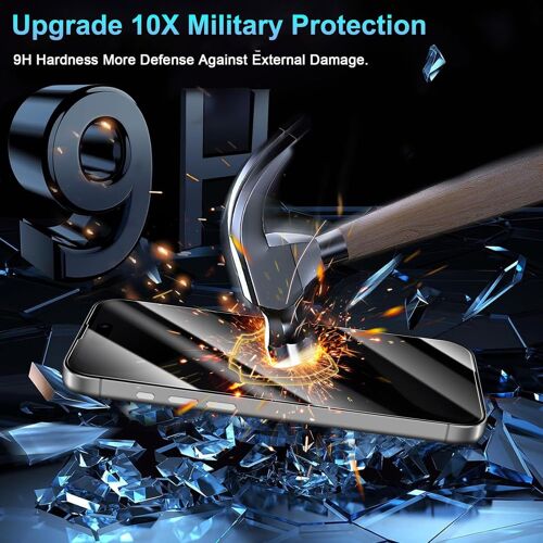 Verre Trempé Pour Apple Iphone 15 Pro Anti Espion Vitre Protection Ecran Anti-Espion Film Protecteur Écran Dureté 9H Anti-Rayures Haute Définition Sans Bulles Anti-Spy Confidentialité