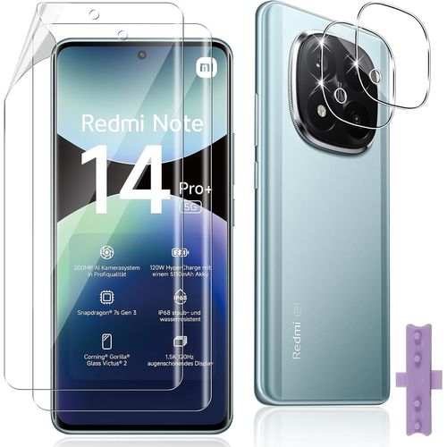 Protections D'écran Pour Xiaomi Redmi Note 14 Pro Plus 5g/Note 14 Pro+ 5g,2 +2 Pièces Caméra Arrière Protecteur,Résistant Aux Rayures, Hd Transparent,Protection En Tpu Flexible Verre Trempé