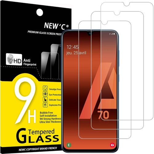 Lot De 3, Verre Trempé Pour Samsung Galaxy A70, Film Protection Écran Efficace Contre Les Rayures - Sans Bulles - Ultra Résistant (0,33mm Hd Ultra Transparent) Dureté 9h Glass