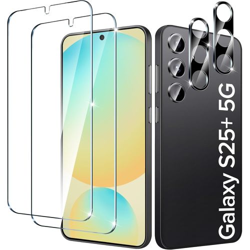 Pack De 2 Film De Protection D¿Écran En Verre Trempé Pour Samsung Galaxy S25+ 5g / S25 Plus 5g, Avec 2 Pièces Caméra Arrière Protecteur, Dureté 9h Glass, Anti Rayures, Sans Bulles