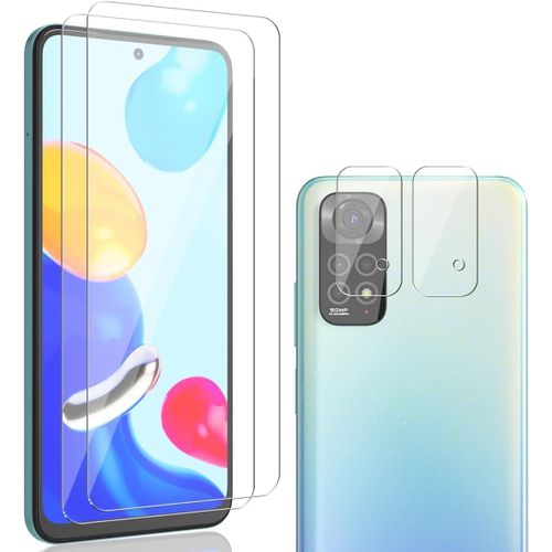 Pack 2 Verres Trempés + 2 Protège-Caméras Arrière Pour Xiaomi Redmi Note 11 (6,43"") - Dureté 9h, Transparence Hd, Anti-Rayures, Pose Sans Bulles