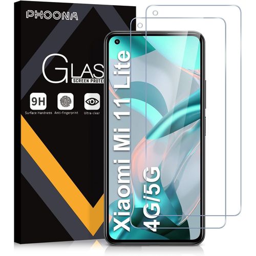 Sjzg-Lot De 2,Verre Trempé Pour Xiaomi Mi 11 Lite/Mi 11 Lite 5g Ne,Dureté 9h Glass,Anti Rayures,Sans Bulles,Haute Définition,Film Protection Écran Pour Xiaomi 11 Lite 5g