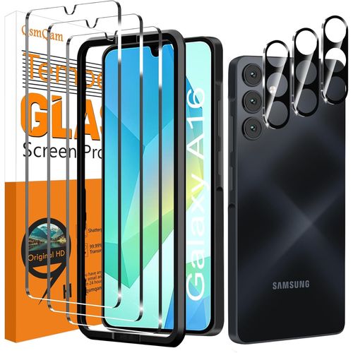 3 Pieces Tempered Glass For Samsung Galaxy A16 4g/5g And 3 Pieces Rear Camera Protector, 9h Hardness, Anti Scratch, Glass Protection For Samsung A16