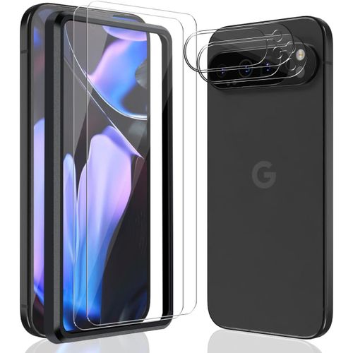 Verre Trempé Pour Google Pixel 9 Pro Xl, Vitre Protection Écran 2 Pièces Et Protection D'objectif De Caméra 2 Pièces. Dureté 9h, Hd Transparent Protection Vitre Pour Google Pixel 9 Pro Xl