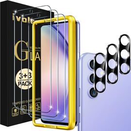 KALANKA-3 Pièces Film Protection écran en Verre Trempé pour Samsung Galaxy A54 5G avec 3 Pièces Caméra Arrière Protecteur, Outil d'Installation Facile, 9H Dureté, Anti-Rayures, Sans Bulles