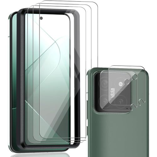 Kal-Verre Trempé Pour Xiaomi 14, Xiaomi 14 Protection D'écran 3 Pièces Et Xiaomi 14 Verre Trempé D'objectif Protecteur 2 Pièces. Anti-Rayures, Hd Pour Xiaomi 14