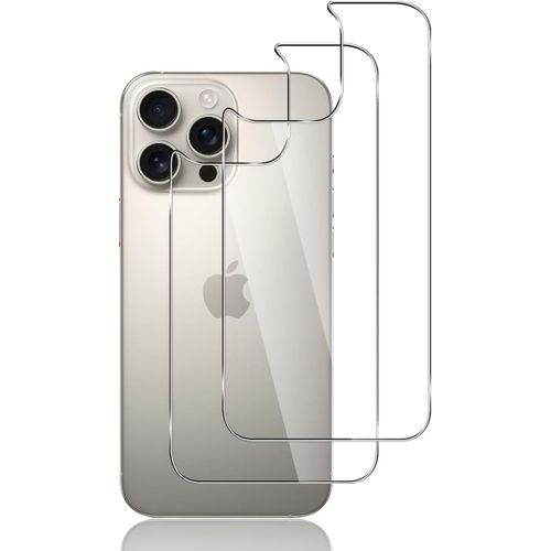 2 Pièces Arrière Verre Trempé pour iPhone 15 Pro 6.1"", 9H Dureté Arrière Film Protection écran Anti-Rayures Protecteur, HD Anti-Rayures, Facile à Installer