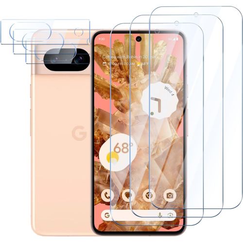 Lot 3 Verres Trempés + 3 Protections Objectif Pour Google Pixel 8 - Dureté 9h, Anti-Rayures, Sans Bulles, Hd, Toucher Réactif