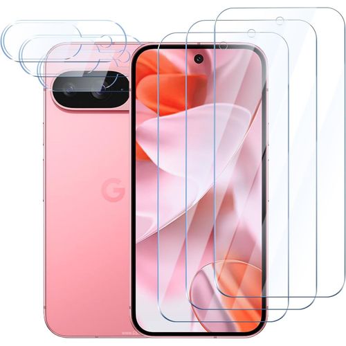 Pack 3x Protecteurs D'écran + 3x Protège-Objectifs En Verre Trempé Pour Google Pixel 9 ¿ 9h Anti-Rayures, Hd, Sans Bulles, Tactile Réactif