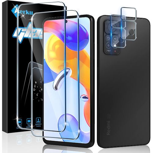 Verre Trempé Pour Xiaomi Redmi Note 11 Pro 4g&5g / Redmi Note 11e Pro 5g, Caméra Arrière Protecteur [2+2 Pièces], Dureté 9h [Sans Bulles] Ultra Résistant Film Vitre Trempé Protection Écran