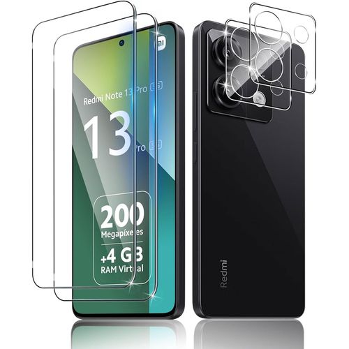 Verre Trempé Pour Xiaomi Redmi Note 13 Pro 5g, 2 Pièces Film Protection Écran Et 2 Pièces Caméra Arrière Protecteur, Anti-Rayures,Dureté 9h Glass, Hd Transparent