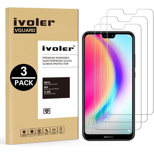 [Pack De 3] Verre Trempé Pour Huawei P20 Lite, Film Protection En Verre Trempé Écran Protecteur Vitre