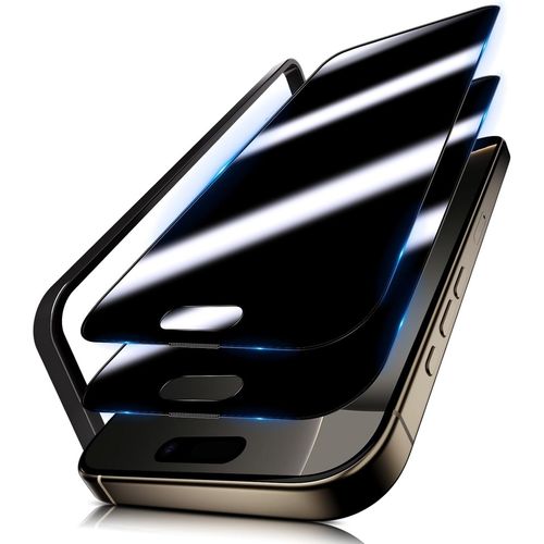 CAUC-Premium 360° Anti Espion Verre Trempé pour iPhone 16 Pro, 9H Couverture Complète Verre de Protection Privacy Film, Sans Bulles Intimité Protection écran pour iPhone 16 Pro, 2 Pièces