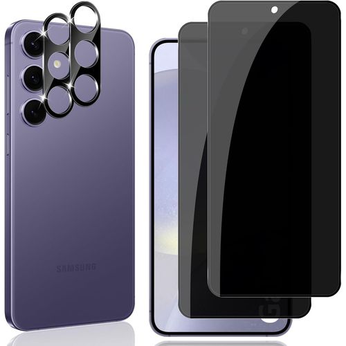 CAUC-Verre Trempé Anti-Espion pour Samsung Galaxy S24 Plus 5G / S24+, Anti-Spy Film Protection écran avec Protecteur Objectif Caméra Arrière [2+2 Pièces], Dureté 9H, Anti Rayure Vitre Trempé