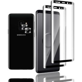 Lot 4 Pièces Samsung Galaxy S9 ¿ 2 Verres Trempés Écran + 2 Protections Lentille Caméra 9h Hd Ultra Résistants