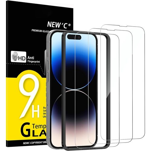KAL-Kit De 3, Verre Trempé Pour Iphone 14 Pro (6,1 Pouces) Film En Protection Écran Efficace Contre Les Rayures - Ultra Résistant - Hd Transparent - Outil D'Installation Facile
