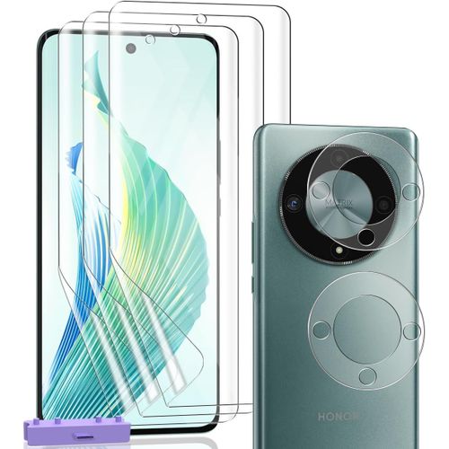 KAL-Protection Pour Honor Magic 6 Lite, Honor Magic 6 Lite Protection Écran Film Flexible 3 Pièces Et Honor Magic 6 Lite Verre Trempé D'Objectif 2 Pièces. Hd Film Pour Honor Magic 6 Lite