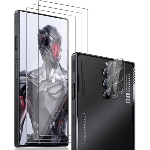 CAUC-Verre Trempé pour ZTE nubia Red Magic 8 Pro, Magic 8 Pro Protection écran 2 Pièces et Magic 8 Pro d'objectif Arrière Protecteur 2 Pièces - Anti-Rayures, HD, Anti-Trace