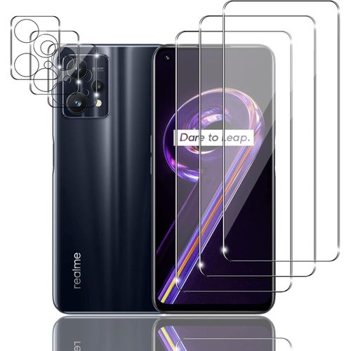 3+3 Pièces Verre Trempé Compatible Avec Realme 9 Pro 5g Avec 3 Pièces Caméra Arrière Protecteur, 9h Dureté, Sans Bulles, Film Protection Écran Pour Realme 9 Pro 5g[Pac5157732]