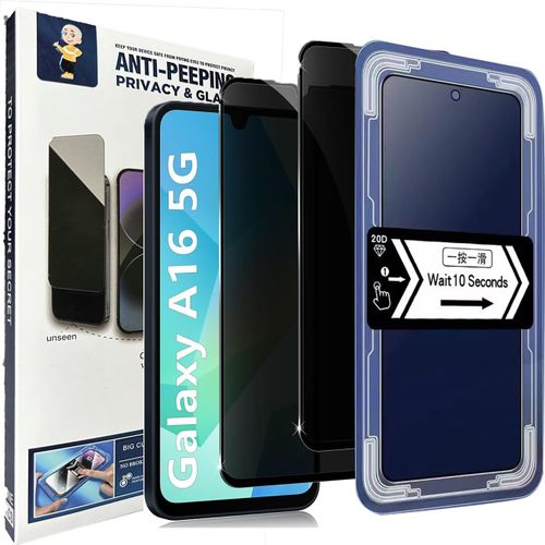 Verre Trempé Anti-Espion Pour Samsung Galaxy A16 5g/ 4g Protection Écran, 2 Pièces Privacy Film De Vitre Protection Avec Kit D'alignement Automatique, Dureté 9h Couverture Complète