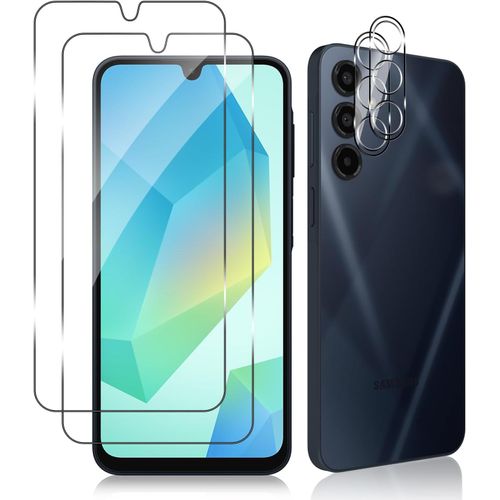 KAL-Verre Trempé Compatible Avec Samsung Galaxy A16 5G, 2+2 PiècesVerre Trempé + Caméra Arrière Protecteur, Sans Bulles 9H Dureté Ultra Hd Anti Rayures Film Protection Écran Pour Galaxy A16 5G