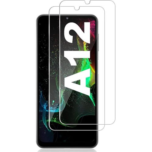 [Lot De 2] Film De Protection En Verre Trempé Véritable 9h Transparent Anti-Rayures Compatible Avec Samsung Galaxy A12