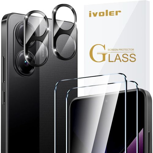 Pack De 2 Film De Protection D¿Écran En Verre Trempé Pour Xiaomi Poco X7 Pro 5g, Avec 2 Pièces Caméra Arrière Protecteur, Dureté 9h Glass, Anti Rayures, Sans Bulles