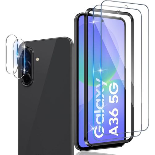 JGD-Verre Trempé pour Samsung Galaxy A36 5G avec Caméra Arrière Protecteur [2+2 Pièces], Sans Bulles 9H HD Ultra Résistant Film en Vitre Trempé Protecteur d'écran