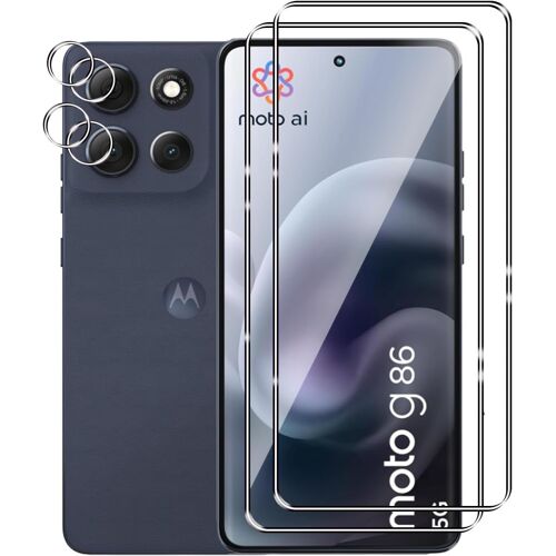 Tempered Glass For Motorola Moto G86 5g, 2 Pieces Screen Protector And 2 Pieces Rear Camera Protector, 9h Hardness, Hd, Anti-Scratch, Bubble-Free, Easy To Install