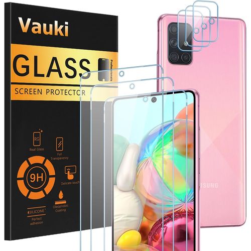 Lot De 3 Verre Trempé Pour Samsung Galaxy A71 4g/5g Avec Caméra Protection Écran 3 Pièce,Hd Film Protecteur D'écran,9h Dureté,Anti-Rayures,Sans Bulles,Ultra Transparent Vitre Pour Samsung A71