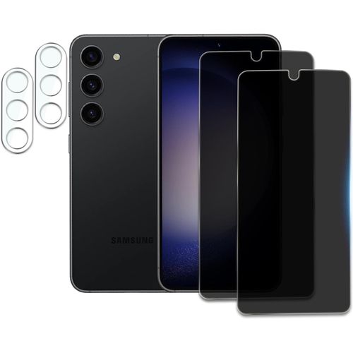 Pack 2x Film Vie Privée Pour Samsung Galaxy S23 + 2x Protecteurs Lentille Caméra, Verre Trempé Anti-Espion 10h Anti-Rayures