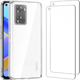 Coque Pour Oppo A76,Oppo A96 4g,Oppo A36 Haute Transparente Silicone En Gel Tpu Souple Et 2 × Verre Trempé Film Protection Écran Pour Oppo A76,Oppo A96 4g,Oppo A36