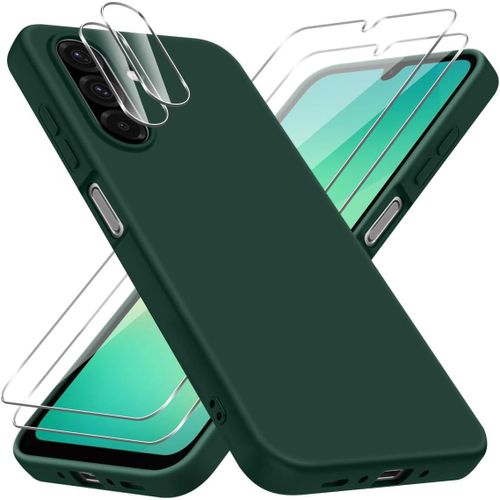 Coque Souple Silicone Tpu Pour Samsung Galaxy A26 5g ¿ Vert + 2x Film Protecteur Verre Trempé + 2x Protection Objectif Caméra
