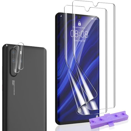 CAUC-Protection Écran pour Huawei P30 Pro et Verre Trempé Caméra Protecteur [2+2 pièces], Sans Bulles HD Transparent Doux TPU Film Protection pour Huawei P30 Pro Protection Écran