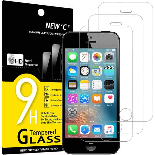 Lot De 3, Verre Trempé Pour Iphone 5, Iphone 5s, Iphone 5c, Film Protection Écran Efficace Contre Les Rayures - Sans Bulles - Ultra Résistant (0,33mm Hd Ultra Transparent) Dureté 9h Glass