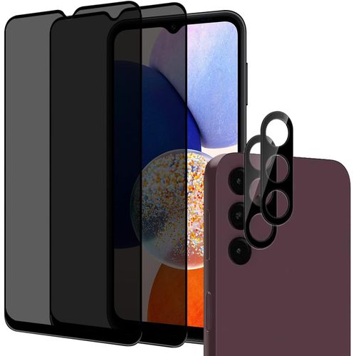 Protection D'écran Vie Privée Compatible Samsung Galaxy A14 5g - Verre Trempé Anti-Espion 9h (Lot 2+2) + Protections Objectif Caméra, Anti-Rayures Hd, Anti-Empreintes